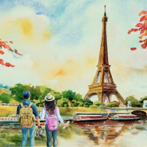 Couple Watching Eiffel Tower