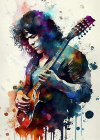 Artist Holding Guitar Poster