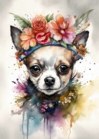 Creative Dog Face with Flowers