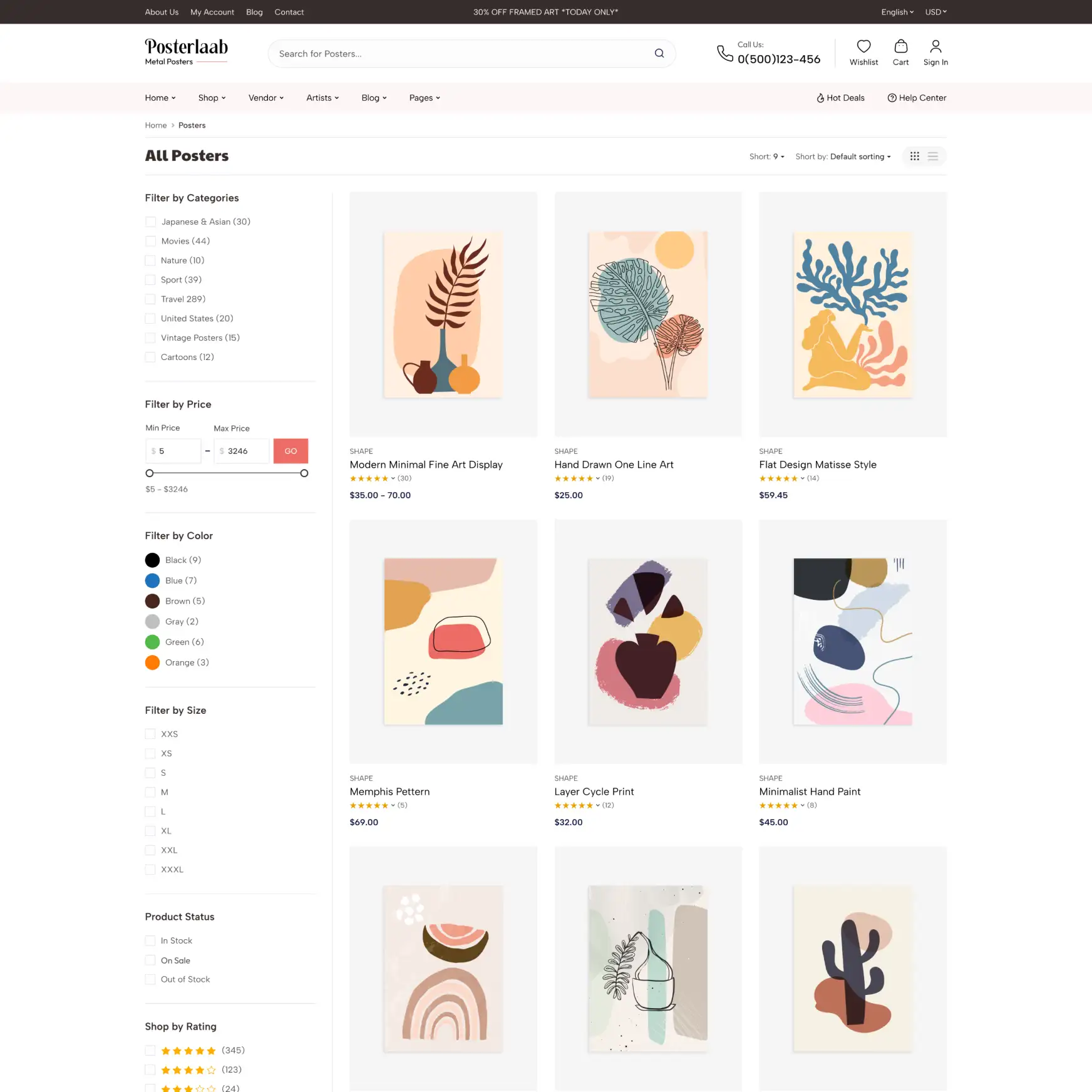 Shop layout Page