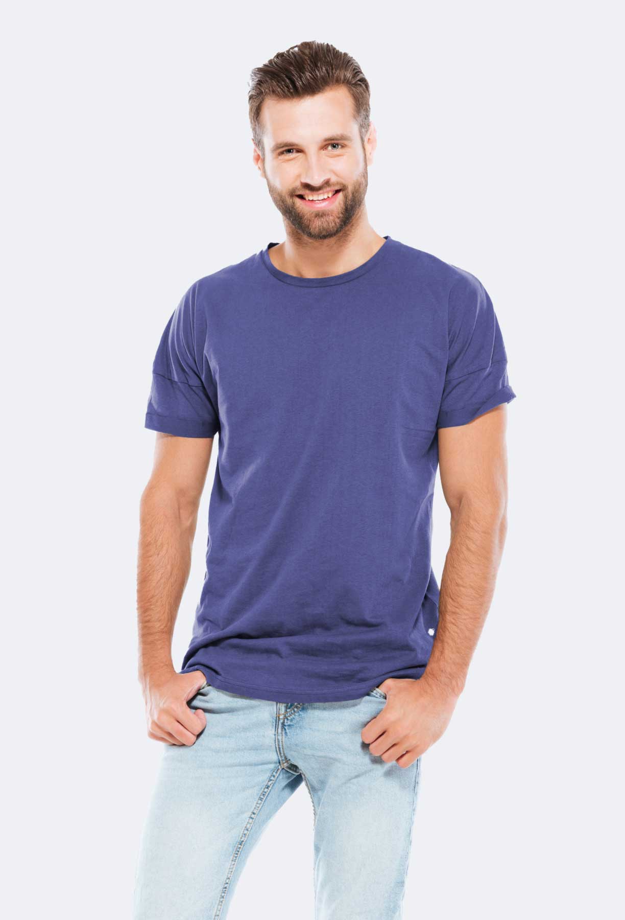 Olive Solid Color Cotton Round Neck T-shirt for Men