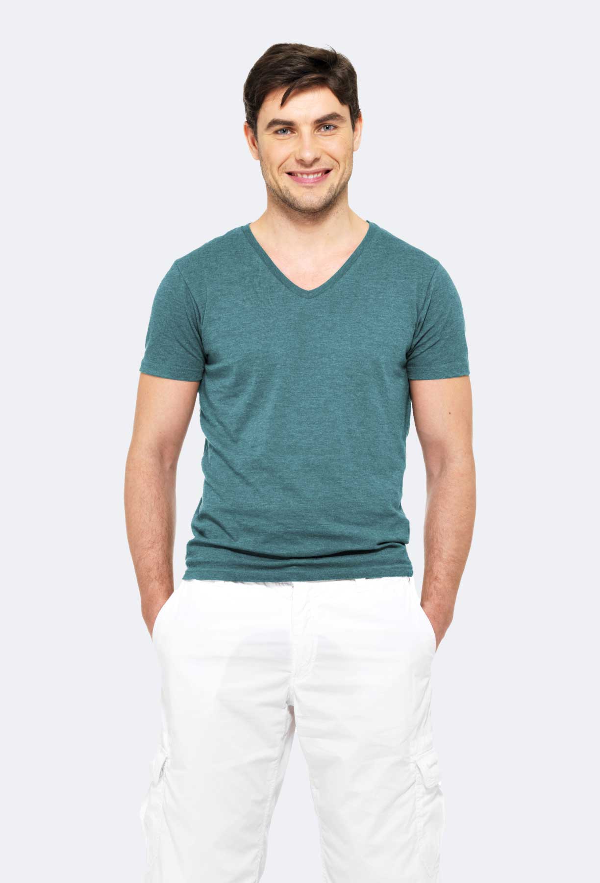 V Neck Short Sleeve Combed Cotton Men's T-shirt
