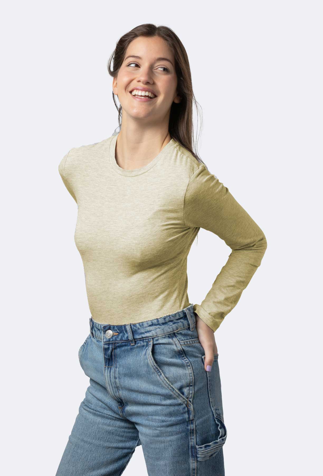 Womens Basic Round Long Sleeves Undershirt