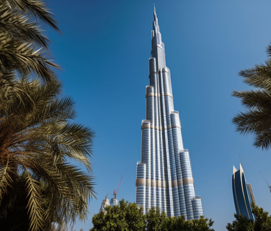 Burj Khalifa Modern Skyline Illuminated Dusk Generated